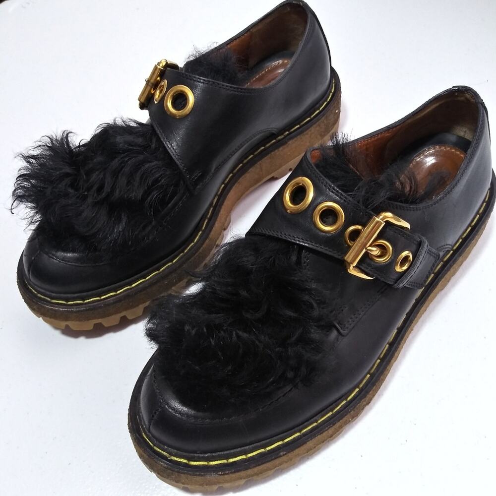 Car Shoe Olimpiadi St Moritz Black Scarpa Donna Chunky Lug Slip On Rare Size 7